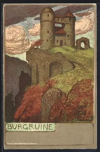 Künstler-AK Ernst Liebermann: Burgruine