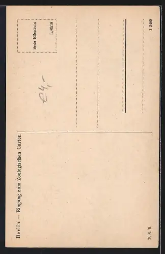 AK Berlin, Zoologischer Garten, Am Eingang
