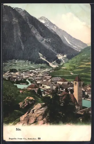 AK Süs, Ortsansicht mit Bergen