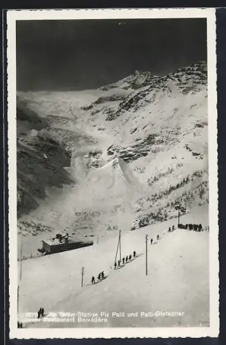 AK Alp Grüm, Station Piz Palü und Palü-Gletscher vom Restaruant Belvédère
