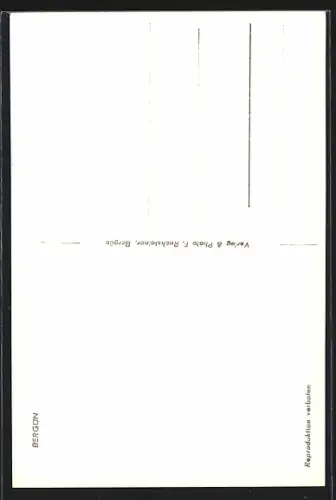 AK Bergün, Strassenpartie mit Kirchturm