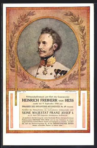 AK Heinrich Freiherr von Hessm Feldmarschalleutnant