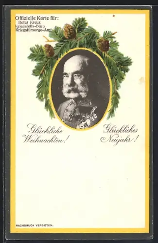 AK Rotes Kreuz, Porträtbild von Kaiser Franz Josef I. von Österreich