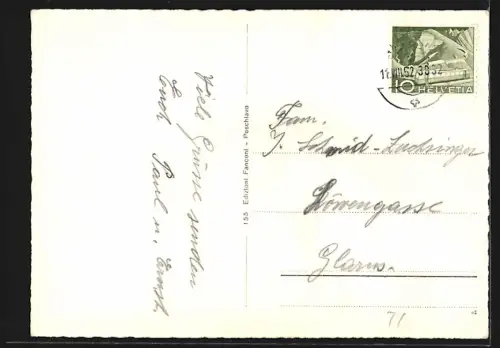 AK Brusio, Gesamtansicht mit Eisenbahnviadukt