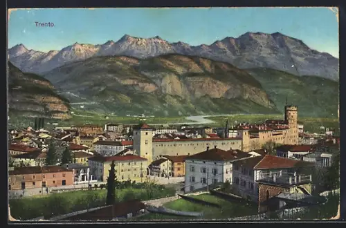 AK Trento, Teilansicht aus der Vogelschau