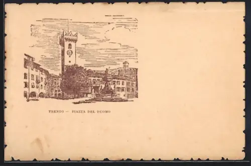 Künstler-AK Trento, Piazza del Duomo
