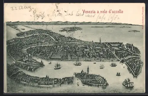 Künstler-AK Venezia, Venezia a volo d`uccello