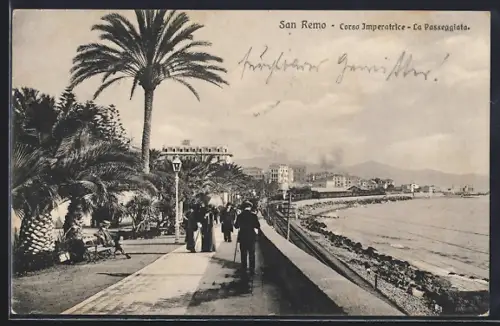 AK San Remo, Corso Imperatrice, La Passeggiata