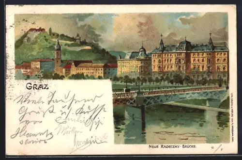 Lithographie Graz, Neue Radetzky-Brücke