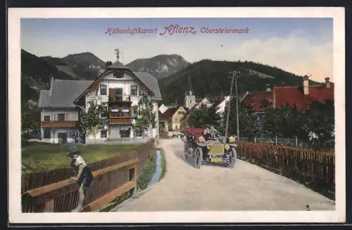 AK Aflenz, Ortsansicht, Automobil