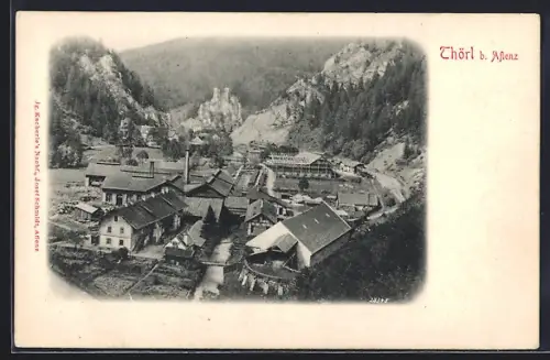 AK Thörl /Aflenz, Blick auf gesamtes Dorf am Bach