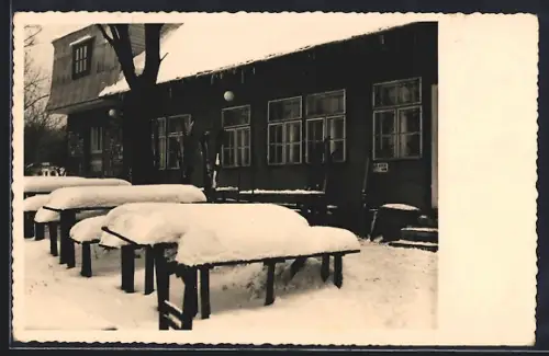 Foto-AK Wien, Häuserl am Stoan, Richterwarte, Dreimarkstein