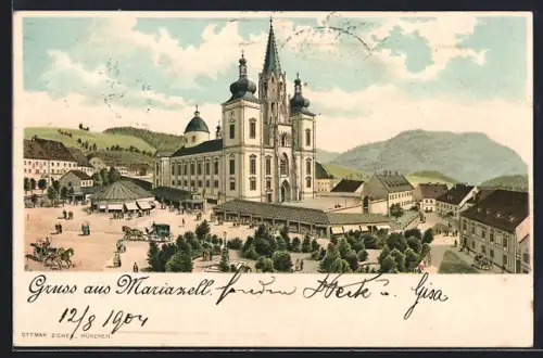 AK Mariazell, Kirche mit Umgebung