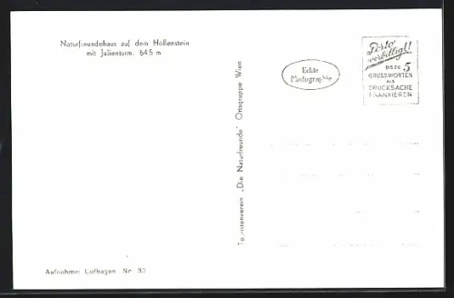 AK Naturfreundehaus auf dem Höllenstein mit Julienturm