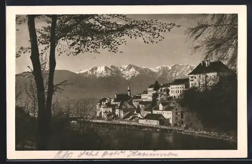 AK Gmunden /Salzkammergut, Teilansicht von Mühlwang aus