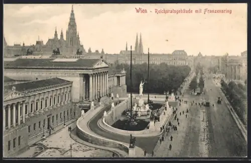AK Wien, Reichsratsgebäude mit Franzensring