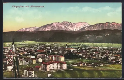 AK Klagenfurt, Ortsansicht mit Karawanken