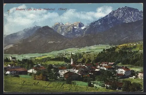 AK Mieders im Stubaital, Teilansicht mit Bergen