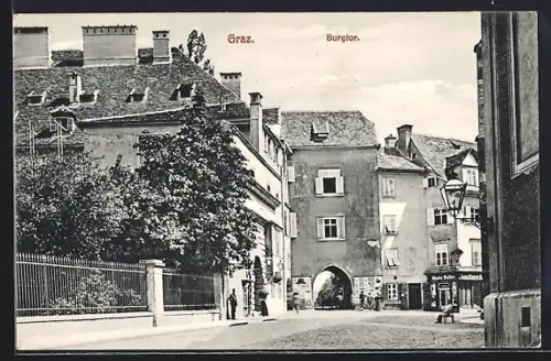 AK Graz, Strassenpartie am Burgtor mit Blumengeschäft von Marie Hofer