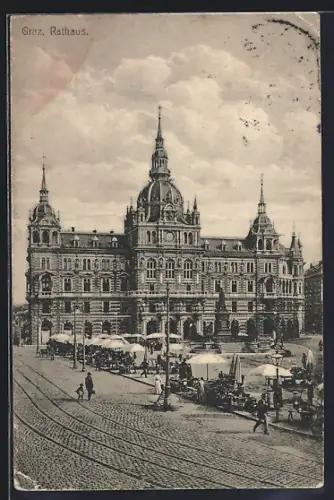 AK Graz, Rathaus und Marktstände