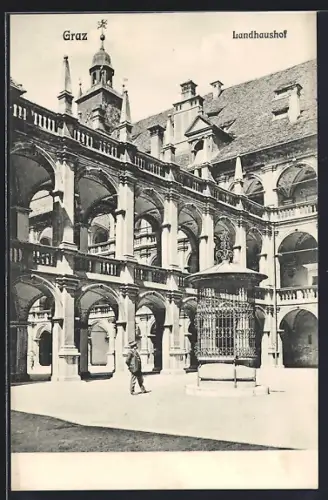 AK Graz, Landhaushof mit Brunnen