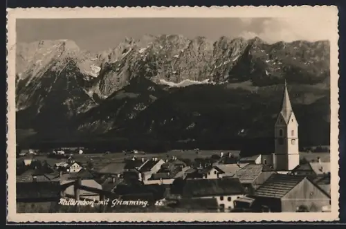 AK Bad Mitterndorf, Ortsansicht gegen den Grimming