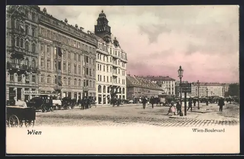 AK Wien, Wien-Boulevard mit Geschäft Seidler & Franzel