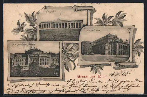 AK Wien, K. k. Hofoper, K. k. Hofburg-Theater und Burgthor