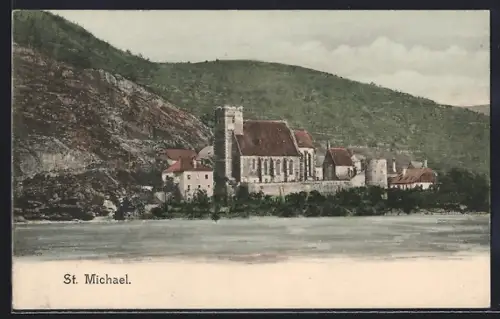 AK Weissenkirchen in der Wachau, St. Michael mit Donau