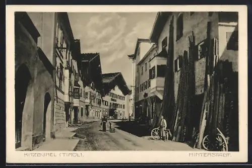 AK Kitzbühel /Tirol, Hinterstadt mit Anwohnern