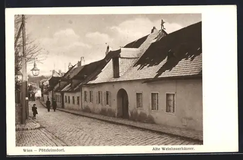 AK Wien-Pötzleinsdorf, Strassenpartie an alten Weinhauerhäusern