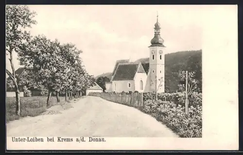AK Unter-Loiben / Donau, Blick auf die Kirche