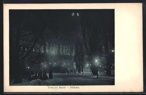 AK Wien, Rathaus bei Nacht