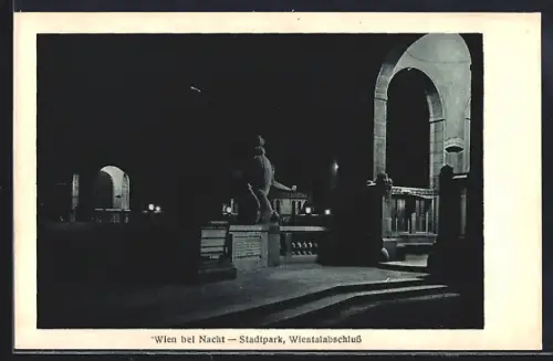 AK Wien, Stadtpark, Wientalabschluss bei Nacht