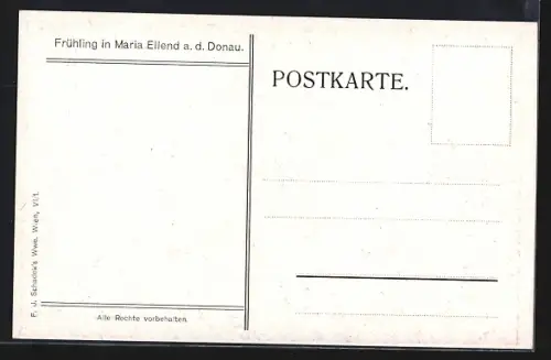 Künstler-AK Maria Ellend a. d. Donau, Ortsansicht im Frühling