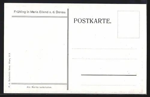 Künstler-AK Maria Ellend / Donau, Totalansicht im Frühling
