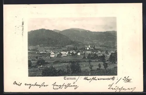 AK Turnau, Totalansicht von einen Berg aus
