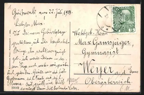 AK Gusswerk, Gasthof Fleischhauerei Bäckerei C. Bogensberger mit Ortsansicht