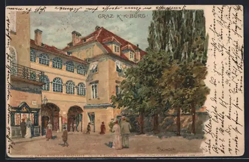 Künstler-AK Graz, K. K. Burg