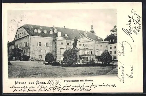 AK Graz, Franzensplatz mit Theater