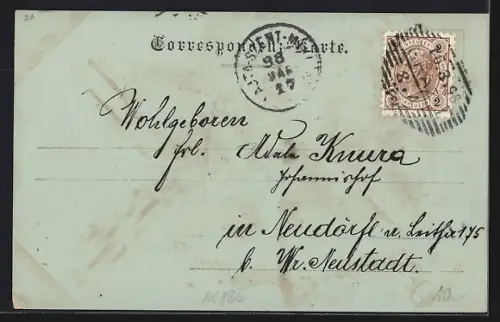 Mondschein-AK Graz, Rathaus mit Denkmal