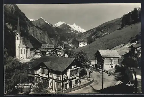 AK Heiligenblut, Ortsansicht mit Kirche und Grossglockner