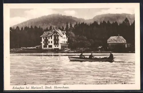 AK Erlaufsee bei Mariazell, Herrenhaus und Ruderboot