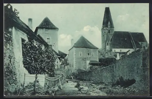 AK Weissenkirchen in der Wachau, Gasse in der Nähe der Kirche