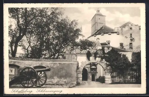AK Schallaburg, Schlosseingang mit Kanone