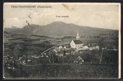 AK Trautmannsdorf /Steiermark, Ortsansicht mit Kirche