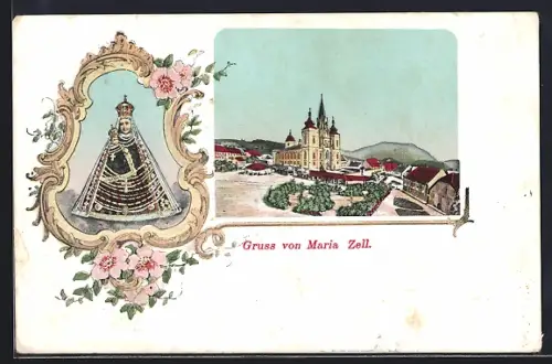 AK Maria Zell, Die Wallfahrtskirche im Ortskern