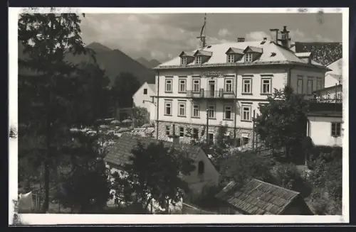 AK Mariazell, Park-Hotel aus der Vogelschau