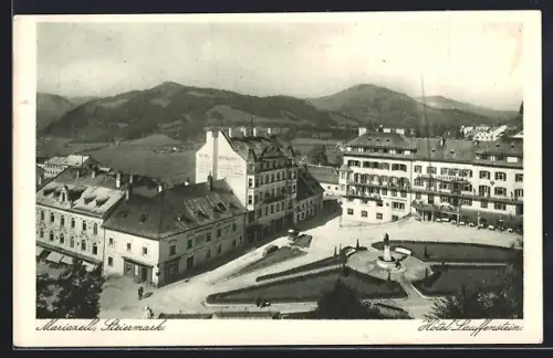 AK Mariazell /Steiermark, Hotel Laufenstein mit Denkmal