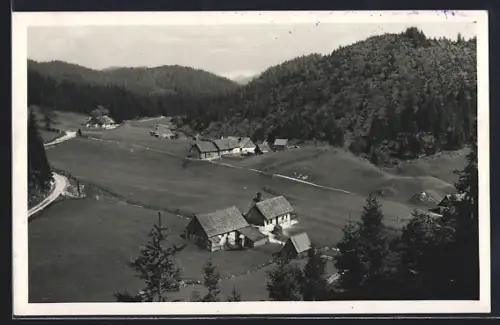 AK Mariazell, Ortsansicht mit Blick über die Felder